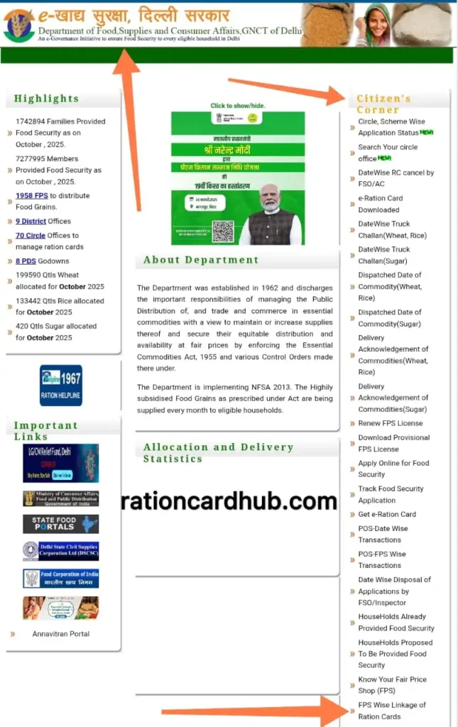 दिल्ली खाद्य सुरक्षा पोर्टल और राशन कार्ड लिस्ट चेक करने से जुड़ा विकल्प 