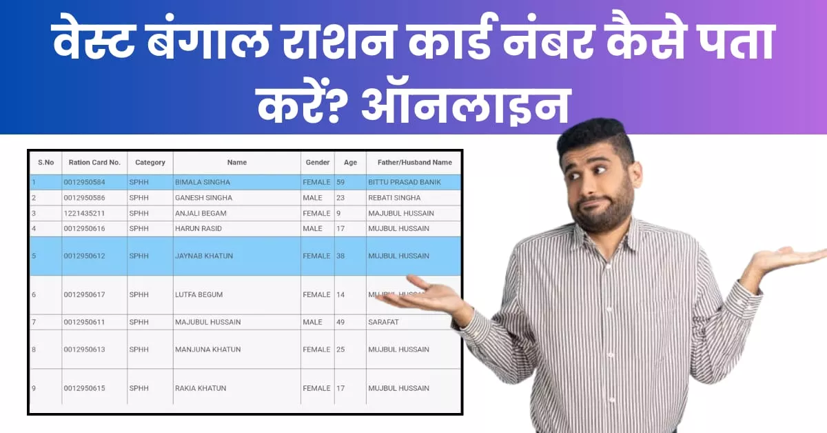 वेस्ट बंगाल राशन कार्ड नंबर कैसे निकालें ऑनलाइन